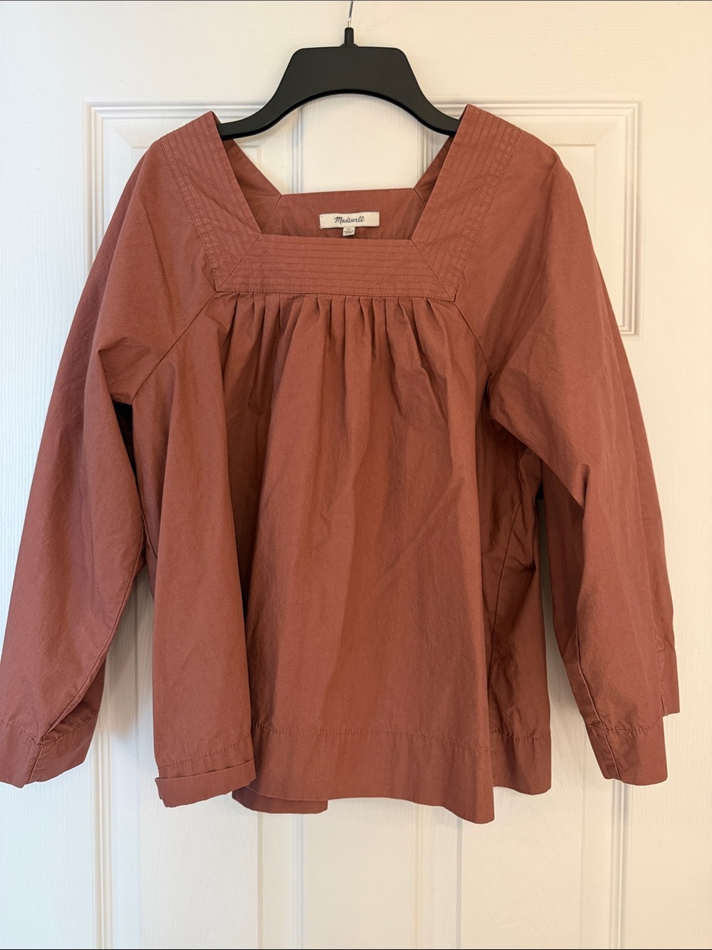 Madewell Rust Square-Neck Peasant Top